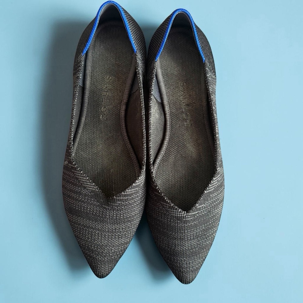 Rothy's Flats Point Toe Ballet Shoes Gray/Blue - Size 7.5
